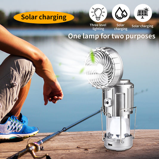 Portable Solar Electric Fan - Waterproof, Double Switch - Ideal for Camping, Climbing, and Barbecues