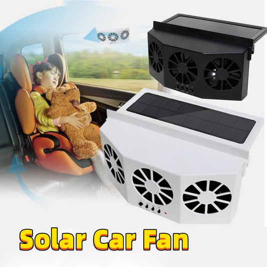 Efficient Solar Powered Car Fan for Window Sun Ventilation - Auto Air Vent Cooling System for Energy Savings and Cooler Car Interio
