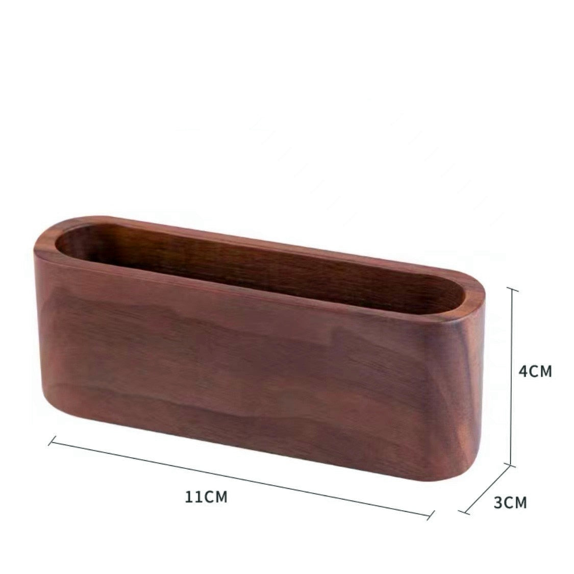 Wooden Business Card Holder with Pen Slot - Stylish Desk Organizer for Office Tabletop