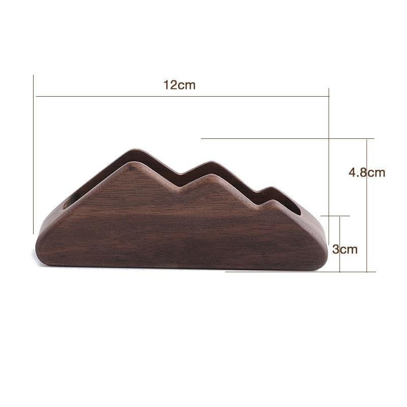 Wooden Business Card Holder with Pen Slot - Stylish Desk Organizer for Office Tabletop