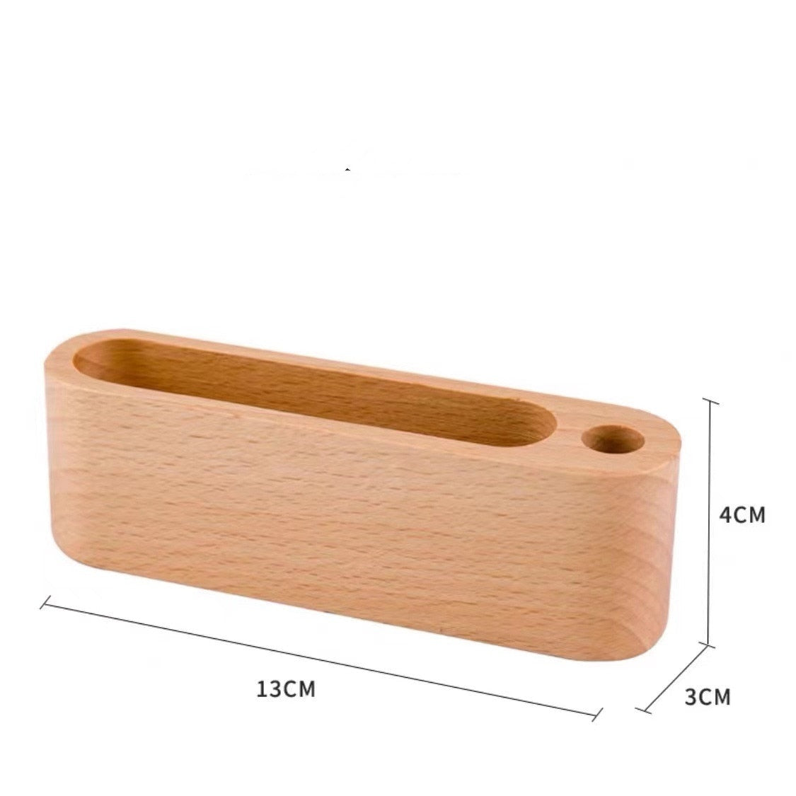 Wooden Business Card Holder with Pen Slot - Stylish Desk Organizer for Office Tabletop