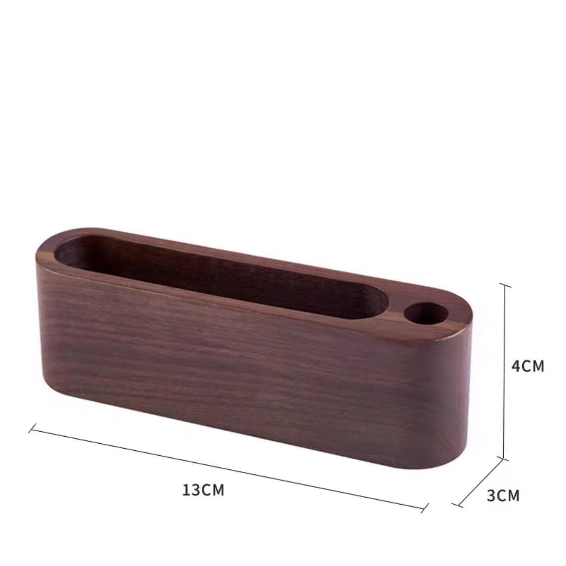 Wooden Business Card Holder with Pen Slot - Stylish Desk Organizer for Office Tabletop